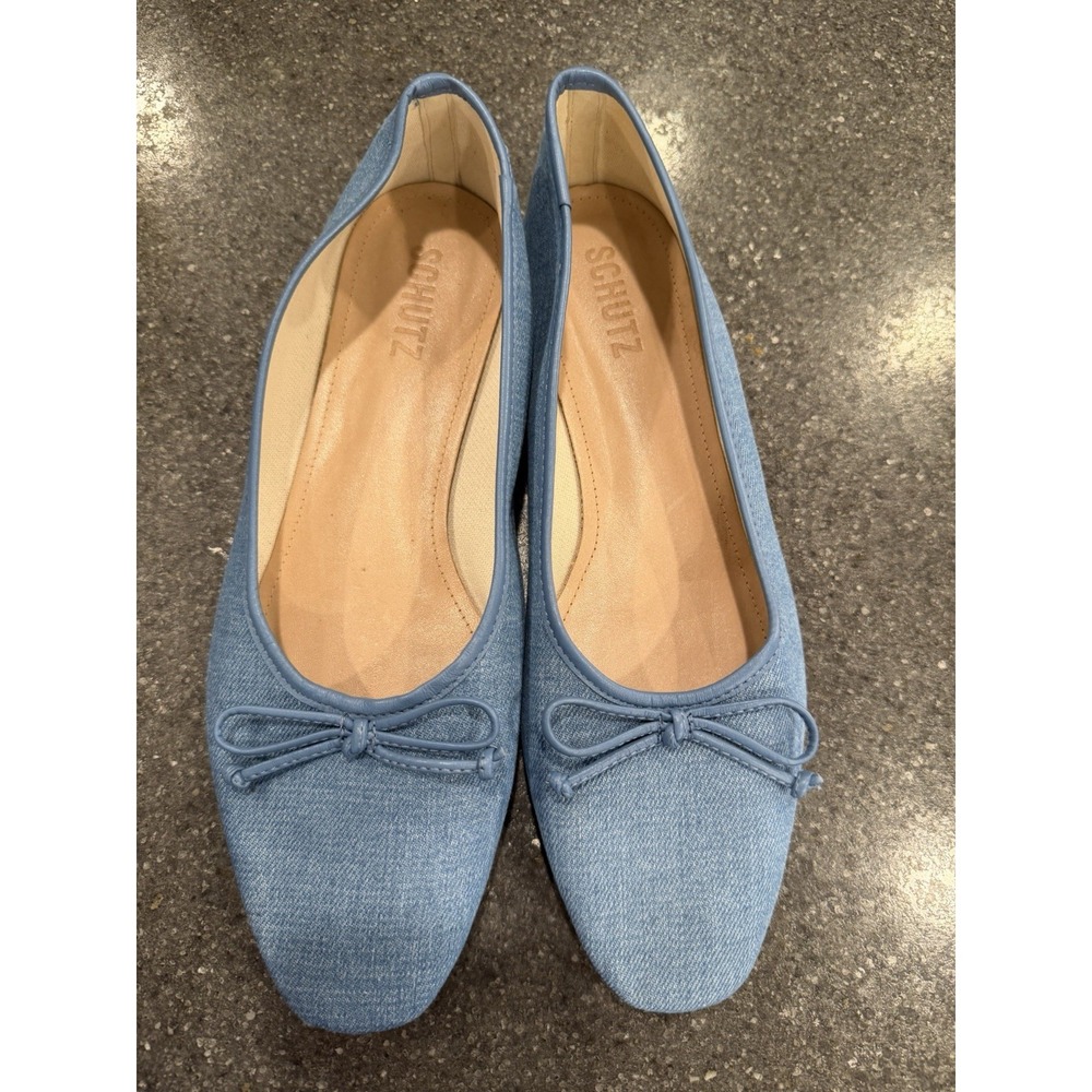 Schutz Alissa Denim Balet Flats Size 8